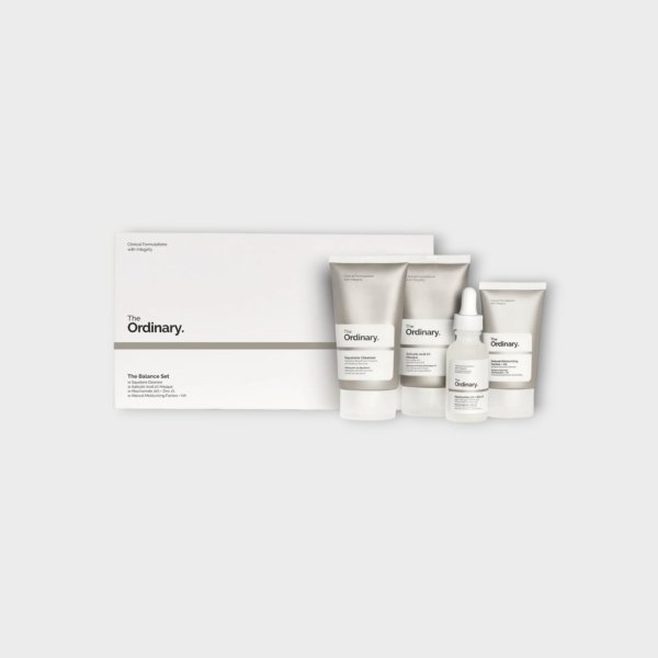 The Ordinary The Balance Set (4 Pcs: Squalance Cleanser + Salicylic Acid 2% Masque + Niacinamide 10% + Zinc 1% + Natural Moisturizing Factors + HA)